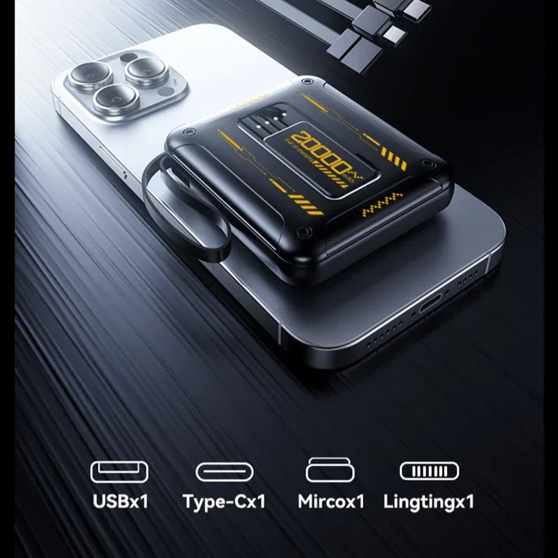 Mini 50000mAh PD22.5W Super Fast Charging Power Bank Large Capacity Comes with Detachable Two-wire Power Bank for IPhone Samsung