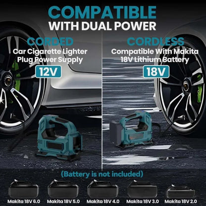 Cordless Car Tyre Inflator Pump Air Compressor Body For Makita 18V Battery Portable Inflatable Pump with LED Digital Display