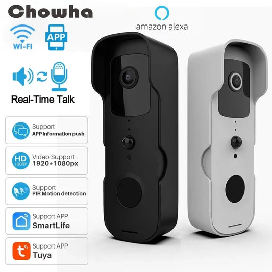 1080P Video Doorbell Camera Tuya Smart WiFi Video Doorbell Amason Alexa IP Camera Two-Way Audio Wireless Home Intercom Door Bell