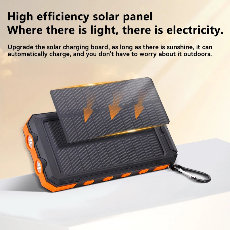 Xiaomi 200000mAh Solar Power Bank Portable Large Capacity Charger Compatible USB-A And USB-C With Flashlight For Xiaomi IPhone