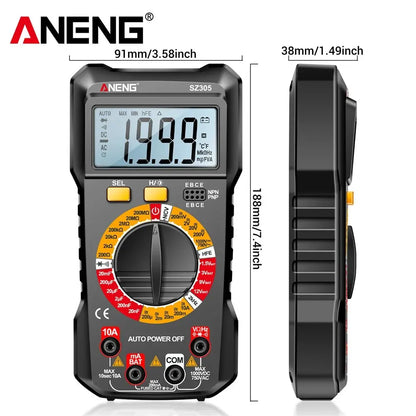 ANENG SZ305 Digital Multimete True RMS Handheld Multifunction High Precision Tester NCV AC/DC Votage Current Resistance Ohm Tool