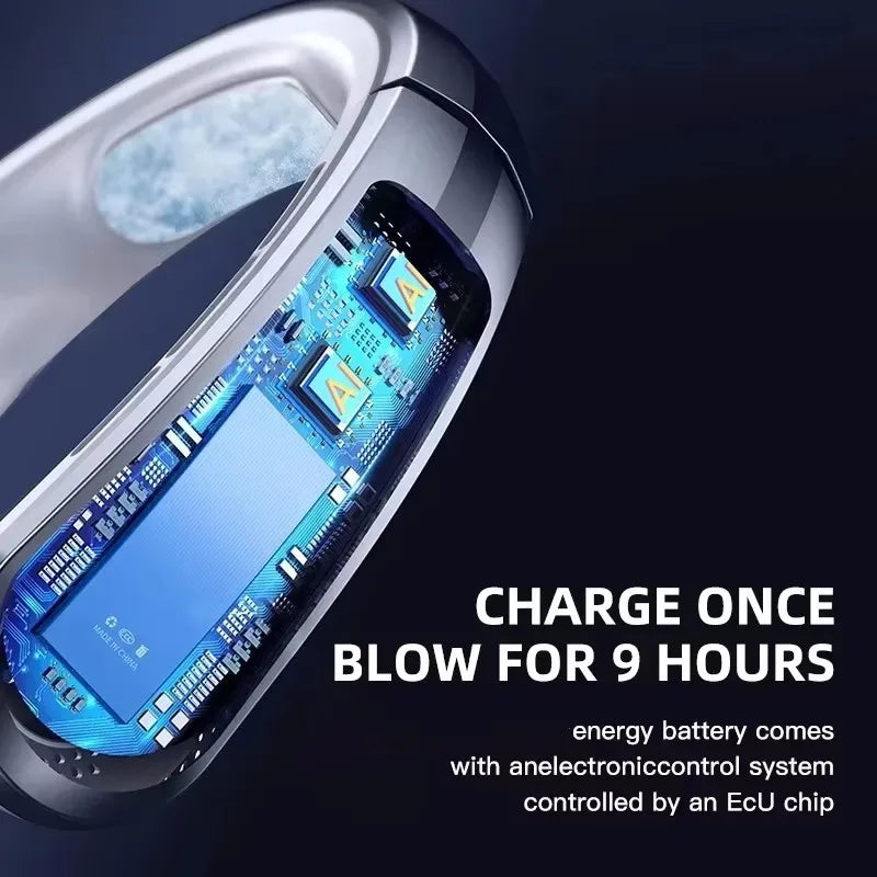 Xiaomi 8000mAh USB Hanging Neck Fan Portable Bladeless Mini Rechargeable Mute LED Digital Display Electric Air Cooler Handheld