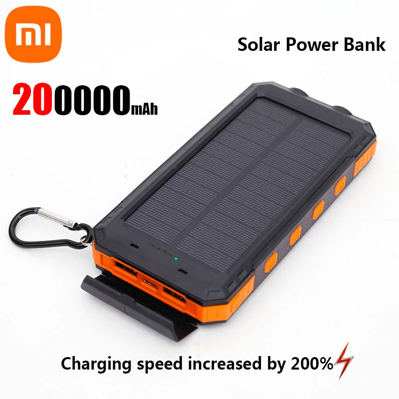 Xiaomi 200000mAh Solar Power Bank Portable Large Capacity Charger Compatible USB-A And USB-C With Flashlight For Xiaomi IPhone