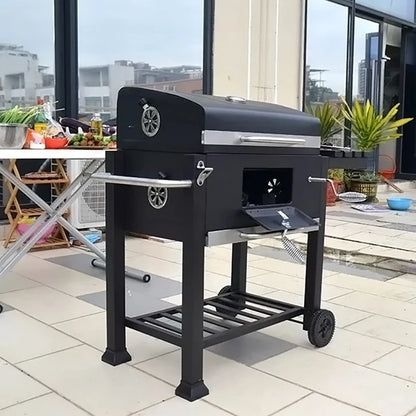 Outdoor Charcoal BBQ Grill with Portable Trolley Garden Grill for Outdoor, Party, Garden, Terrace