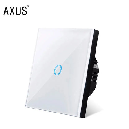 AXUS EU Touch Switch AC100-240V Led backlight Panel Tempered Crystal Glass wall Light sensory Switches 1/2/3 Gang Interruttore