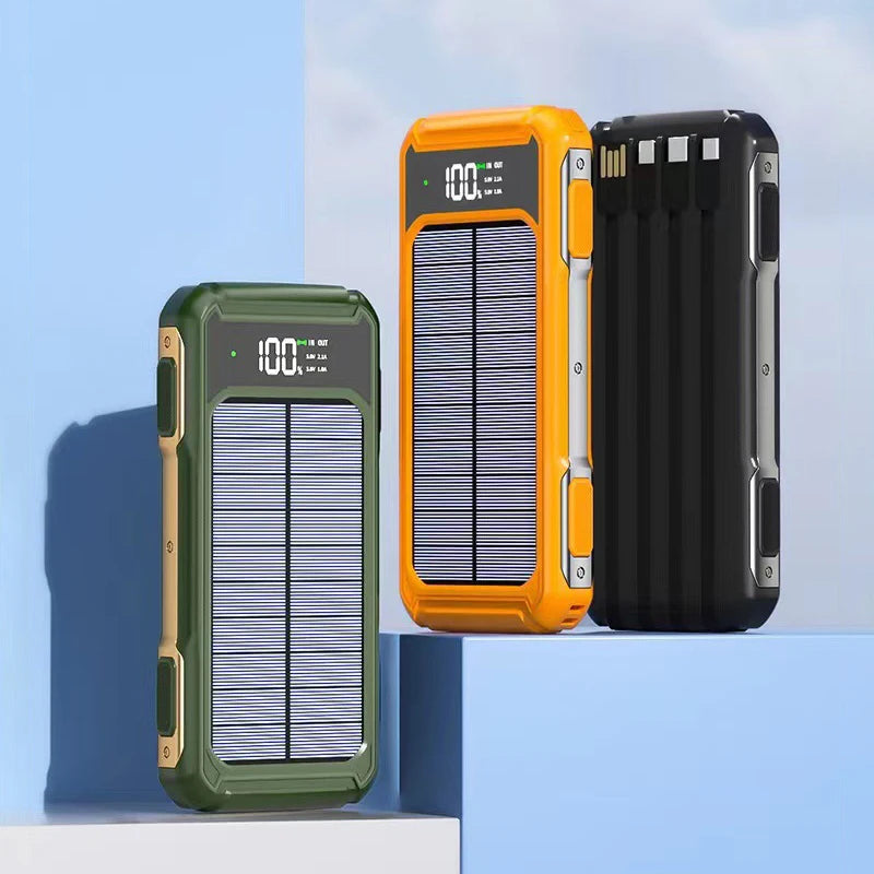 Xiaomi 100000mAh Solar Power Bank High Capacity 4 in 1 Built in Cables Intelligent Digital Display Laser Light for Samsung Apple