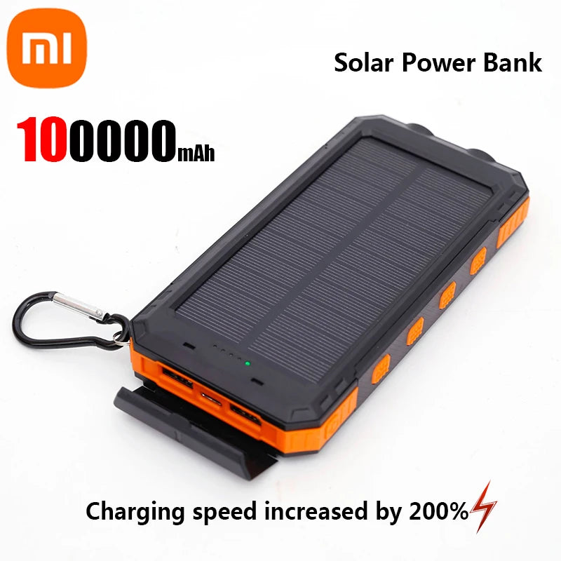 Xiaomi 200000mAh Solar Power Bank Portable Large Capacity Charger Compatible USB-A And USB-C With Flashlight For Xiaomi IPhone