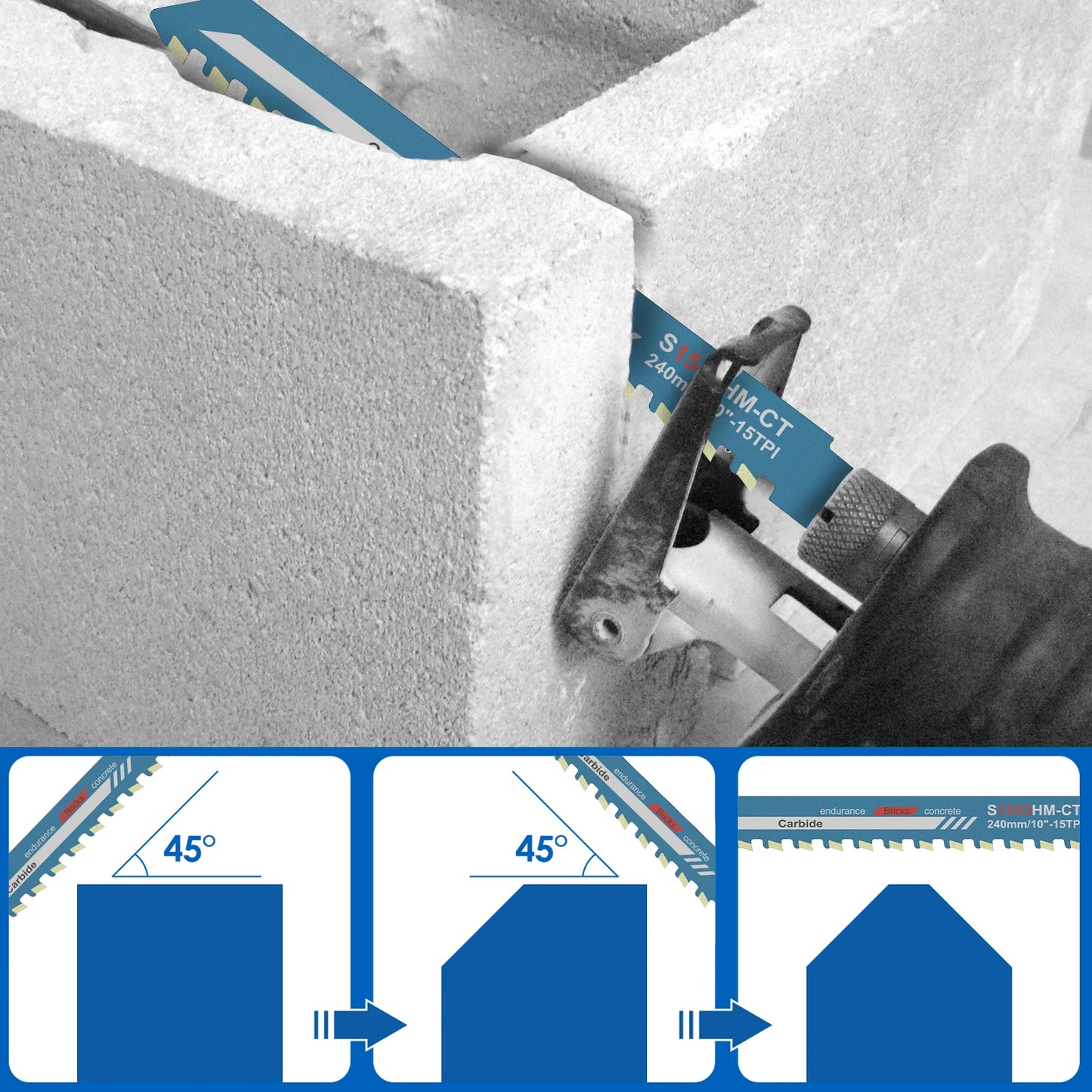 Reciprocating Saw Blade 10/12/18/20inch Universal Cutting Recip Sabre Saw Blade Alloy Steel Brick Concrete Cutting Saw Blade