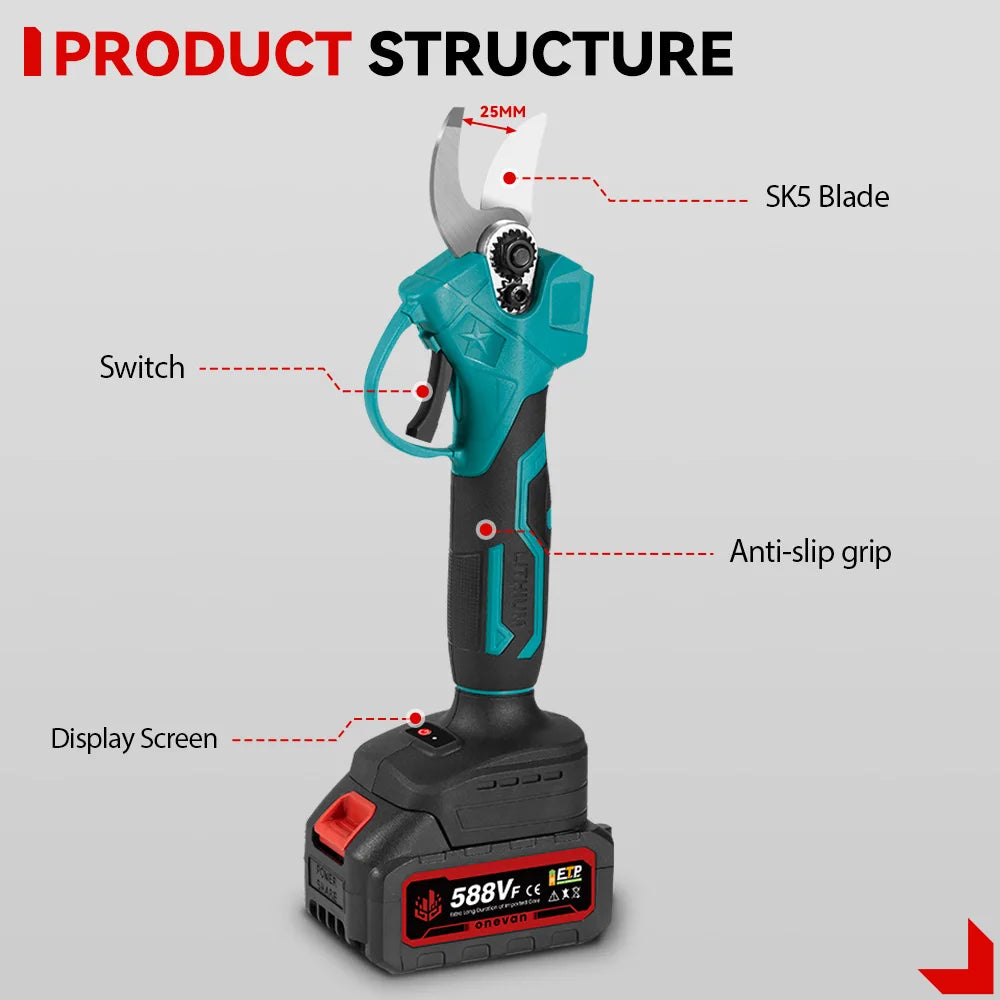 ONEVAN 3500W 2in1 Brushless High Branch Saw Chainsaw & Pruning Shears Garden Tool With Telescoping Pole For ONEVAN 18V Battery