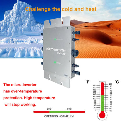 Y&H 1200W MPPT Solar Micro Grid Inverter 120V 230V Auto 28-50VDC Waterproof Grade IP65 Solar Grid Tie Converter
