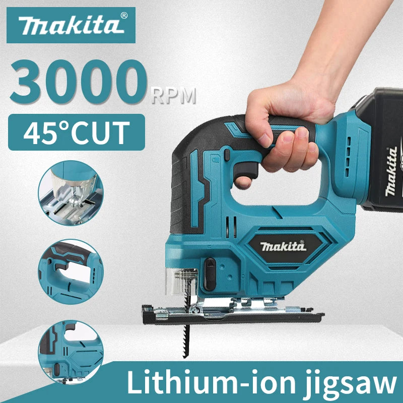 Makita 3000RPM Brushless Jigsaw 340W Electric Jig with Saw Blade 18v Cordless Barrel Handle Jigsaw For Makita Battery