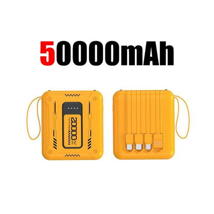 Mini 50000mAh PD22.5W Super Fast Charging Power Bank Large Capacity Comes with Detachable Two-wire Power Bank for IPhone Samsung